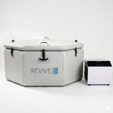 Revive Inflatable Party Cold Plunge Complete Set Covered Front View On White Background