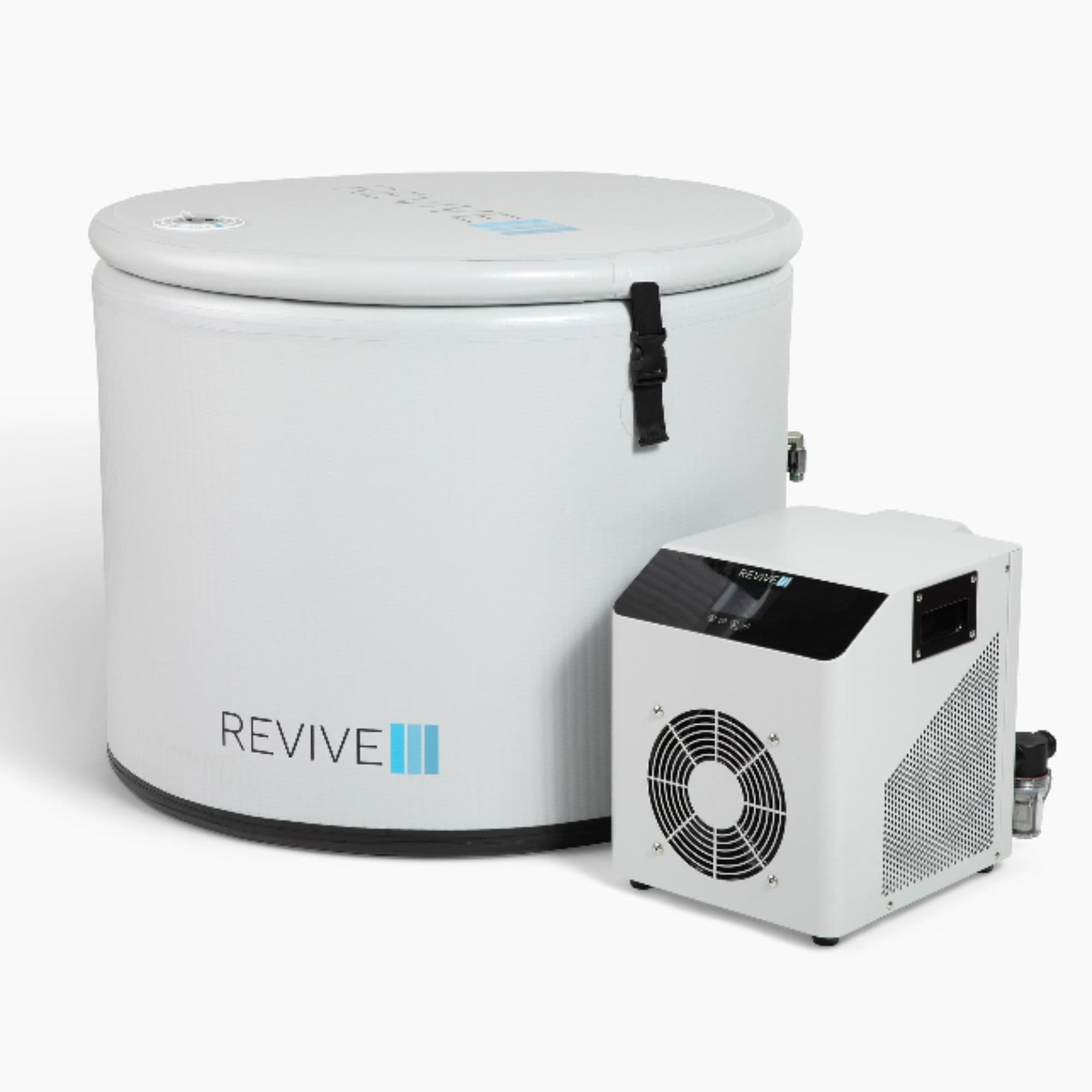 Revive Inflatable Pod Plunge – .3HP.8HP  And 1HP Chiller Options Complete Set Angle View On White Background