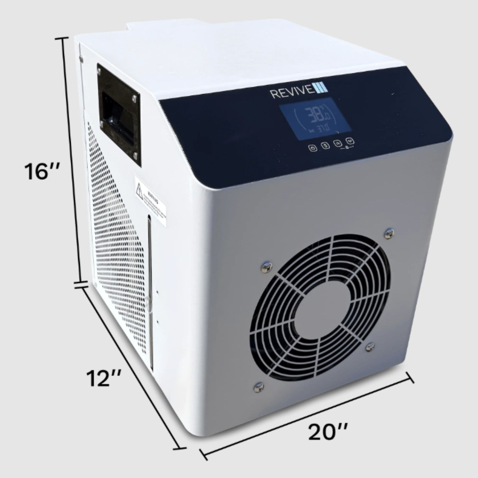 Revive Nova .3HP Chiller Front Angle With Dimensions