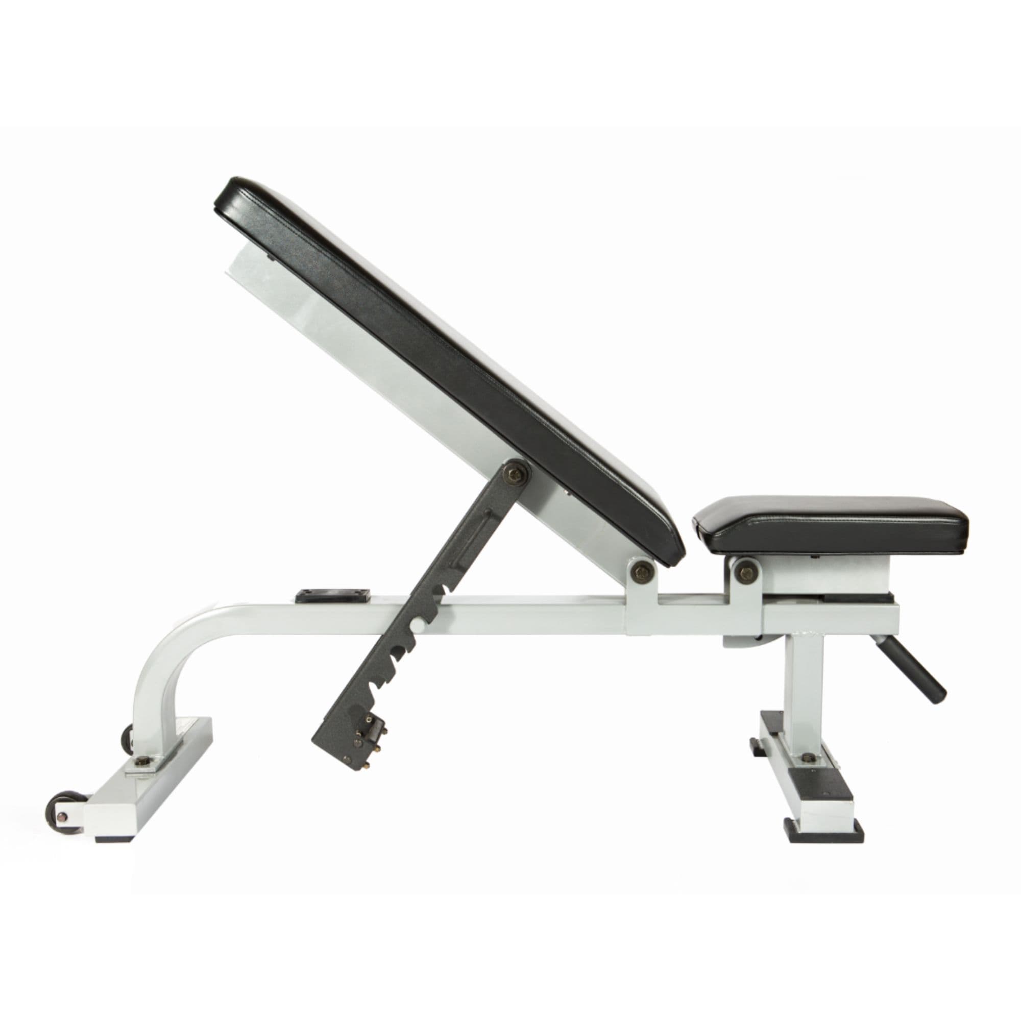 STS Flat-To-Incline Bench White Variant Side View With 40 Degrees Incline On White Background