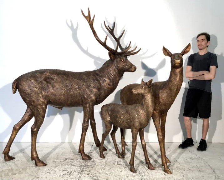Bronze Deer Family Sculpture by Metropolitan Galleries