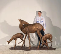 Thumbnail for Bronze Doe and Two Fawns Sculpture by Metropolitan Galleries