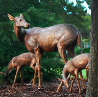 Thumbnail for Bronze Doe and Two Fawns Sculpture by Metropolitan Galleries