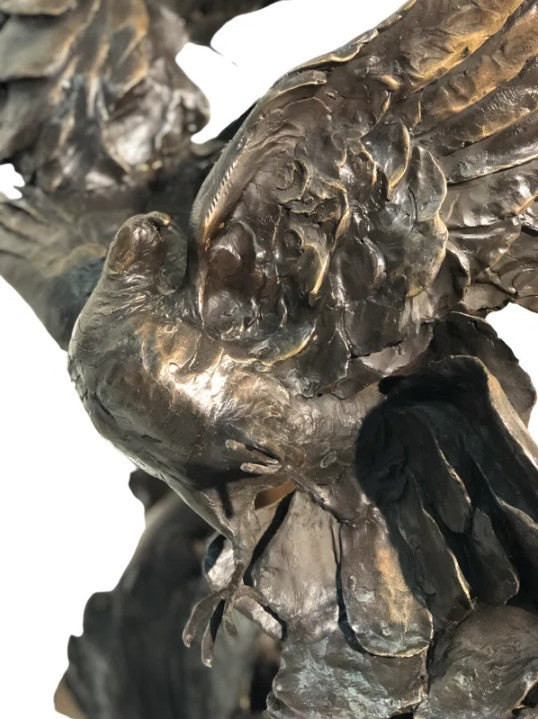 Bronze Lady in Clouds with Birds Garden Sculpture by Metropolitan Galleries