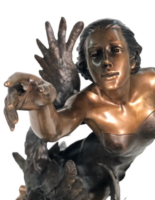 Bronze Lady in Clouds with Birds Garden Sculpture by Metropolitan Galleries
