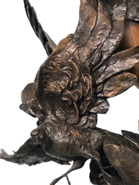 Bronze Lady in Clouds with Birds Garden Sculpture by Metropolitan Galleries