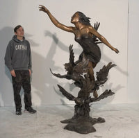 Thumbnail for Bronze Lady in Clouds with Birds Garden Sculpture by Metropolitan Galleries
