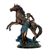 Thumbnail for Bronze Far and Away Lady with Horse Sculpture by Metropolitan Galleries