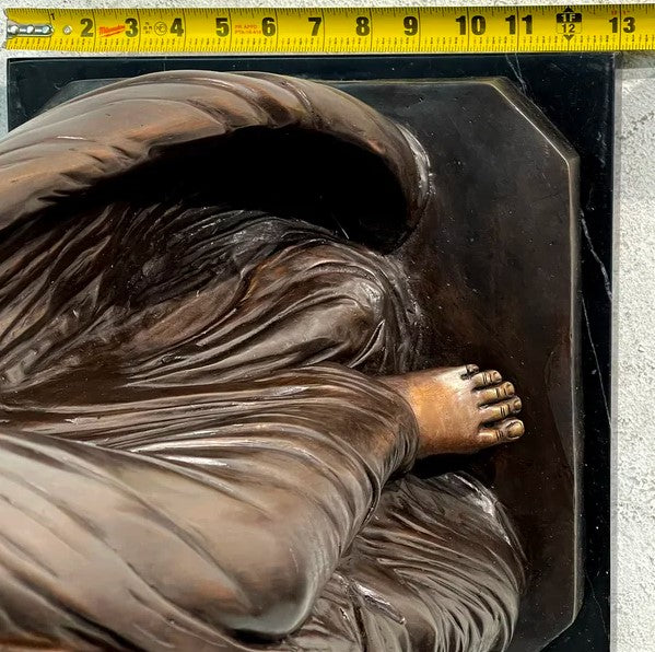 Bronze Standing Angel With Marble Base Sculpture by Metropolitan Galleries