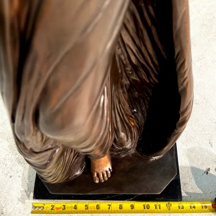 Bronze Standing Angel With Marble Base Sculpture by Metropolitan Galleries