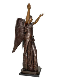 Thumbnail for Bronze Standing Angel With Marble Base Sculpture by Metropolitan Galleries