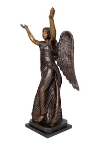 Thumbnail for Bronze Standing Angel With Marble Base Sculpture by Metropolitan Galleries