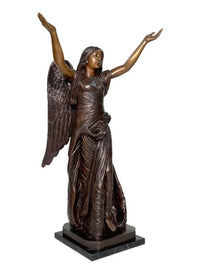 Thumbnail for Bronze Standing Angel With Marble Base Sculpture by Metropolitan Galleries