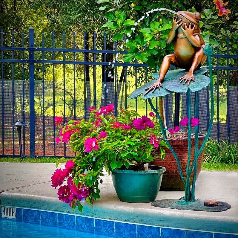 Bronze Frog on Lotus Fountain by Metropolitan Galleries