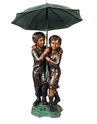 Thumbnail for Bronze Children holding Umbrella Sculpture by Metropolitan Galleries