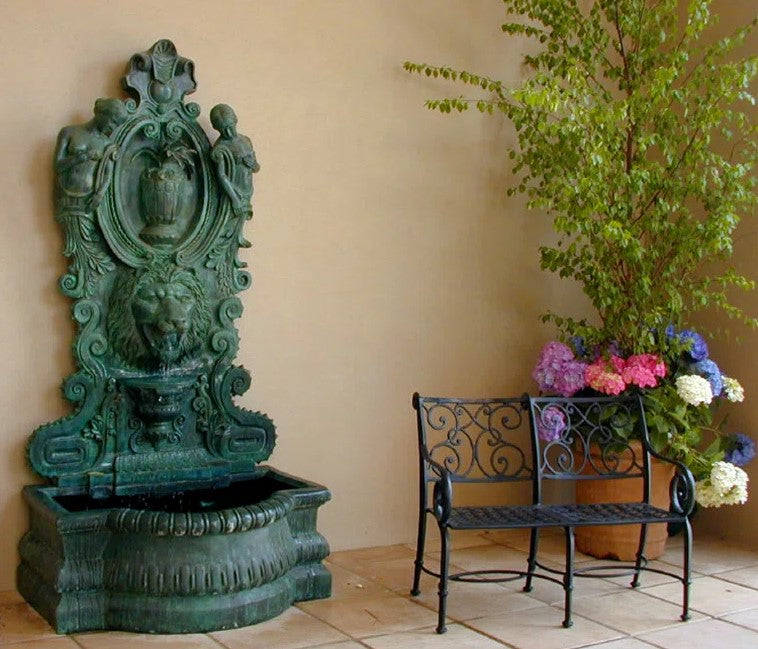 Bronze Lion Head & Nymphs Fountain by Metropolitan Galleries