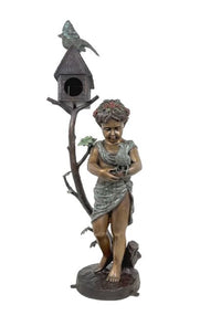 Thumbnail for Bronze Girl with Birds Mailbox Sculpture by Metropolitan Galleries