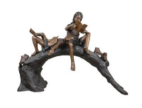 Thumbnail for Bronze Kids Reading on Tree Log Sculpture by Metropolitan Galleries
