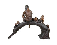 Thumbnail for Bronze Kids Reading on Tree Log Sculpture by Metropolitan Galleries