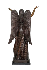 Thumbnail for Bronze Standing Angel With Marble Base Sculpture by Metropolitan Galleries