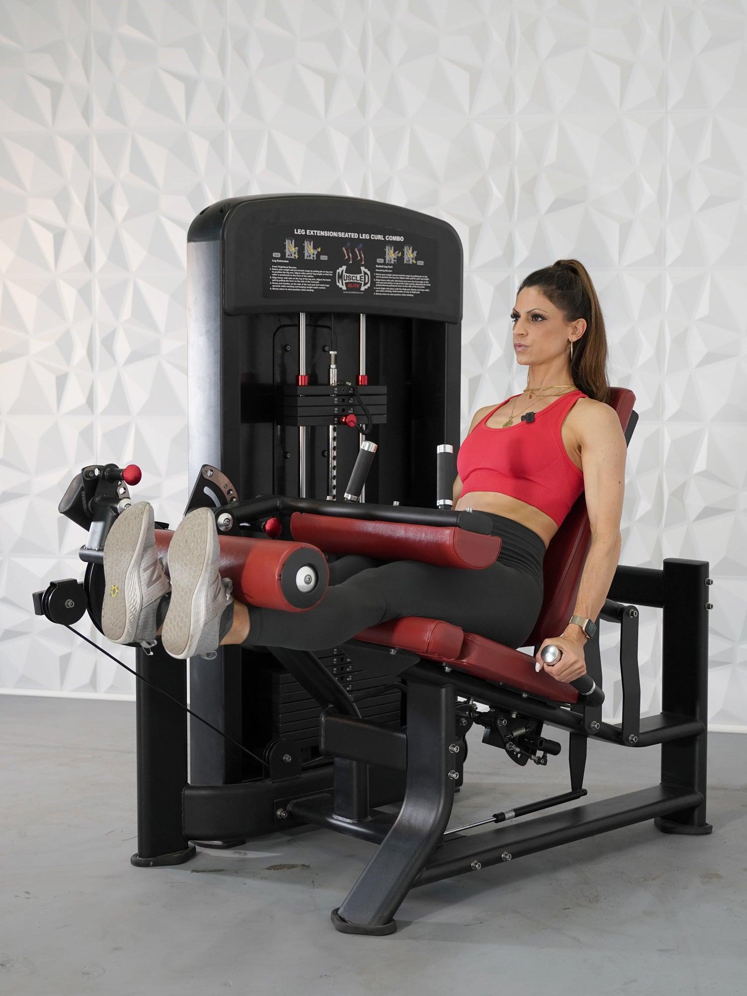 Elite Selectorized Leg Extension Seated Leg Curl Combo - Muscle D Fitness - Commercial Grade - Adjustable Seated - Pin Selectorized