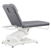 Serenity Electric Treatment Table Rear View Of Gray Color And Reclined On Head Section With Remote Control On White Background