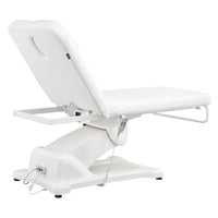 Thumbnail for Serenity Electric Treatment Table Rear View Of White Color And Reclined On Head Section With Remote Control On White Background