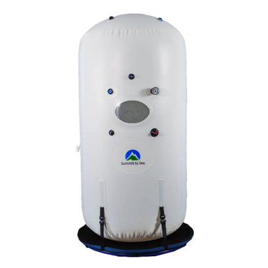 Summit to Sea Dive Vertical 40-Inch Seated Hyperbaric Chamber Fully Inflated Front View On White Background