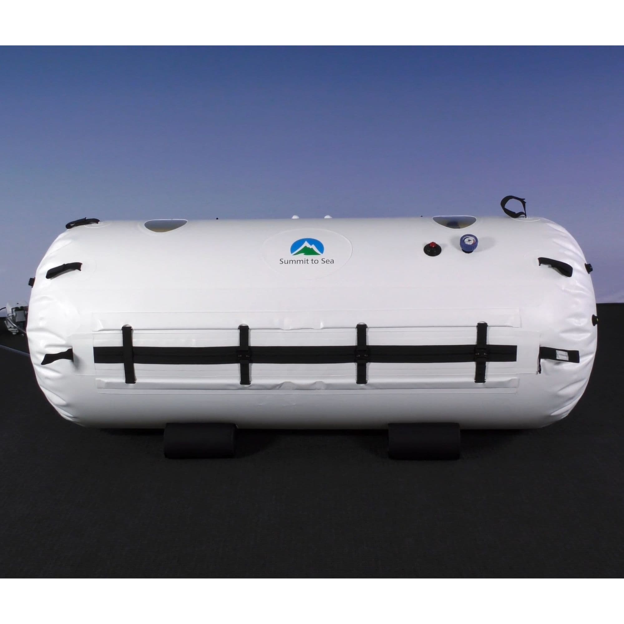 Summit to Sea Grand Dive 40-Inch Hyperbaric Chamber Fully Inflated Front View On Black Floor