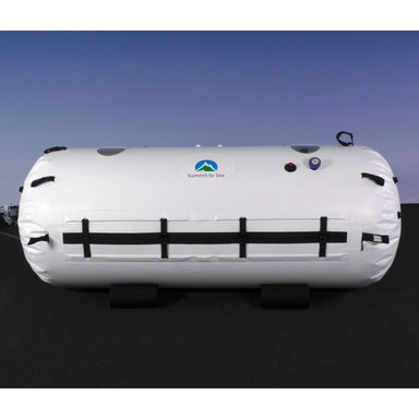 Summit to Sea Grand Dive 40-Inch Hyperbaric Chamber Fully Inflated Front View On Black Floor