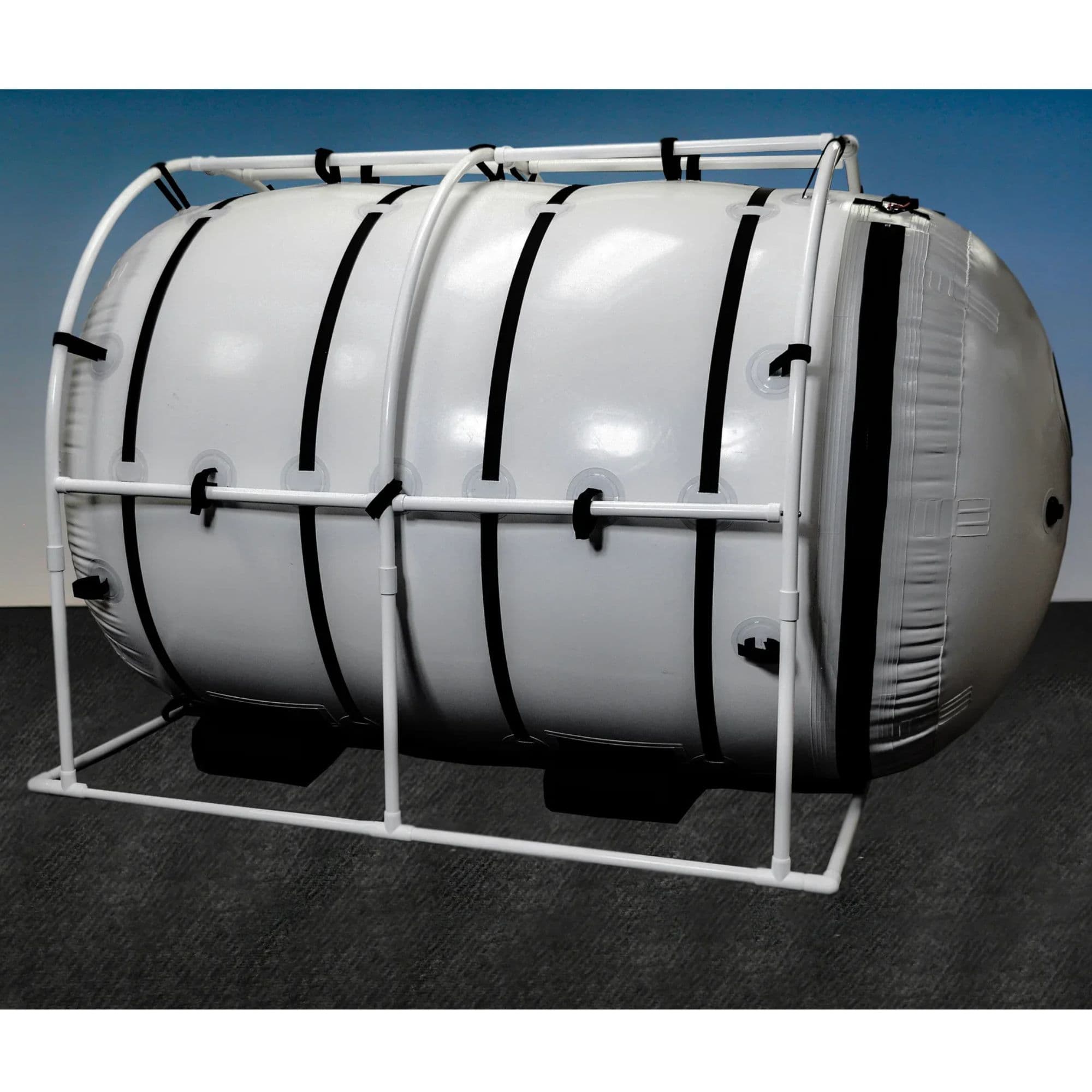 Summit to Sea Grand Dive Pro Plus Long Chamber Fully Inflated Side View On Colored Background And Black Carpet Floor