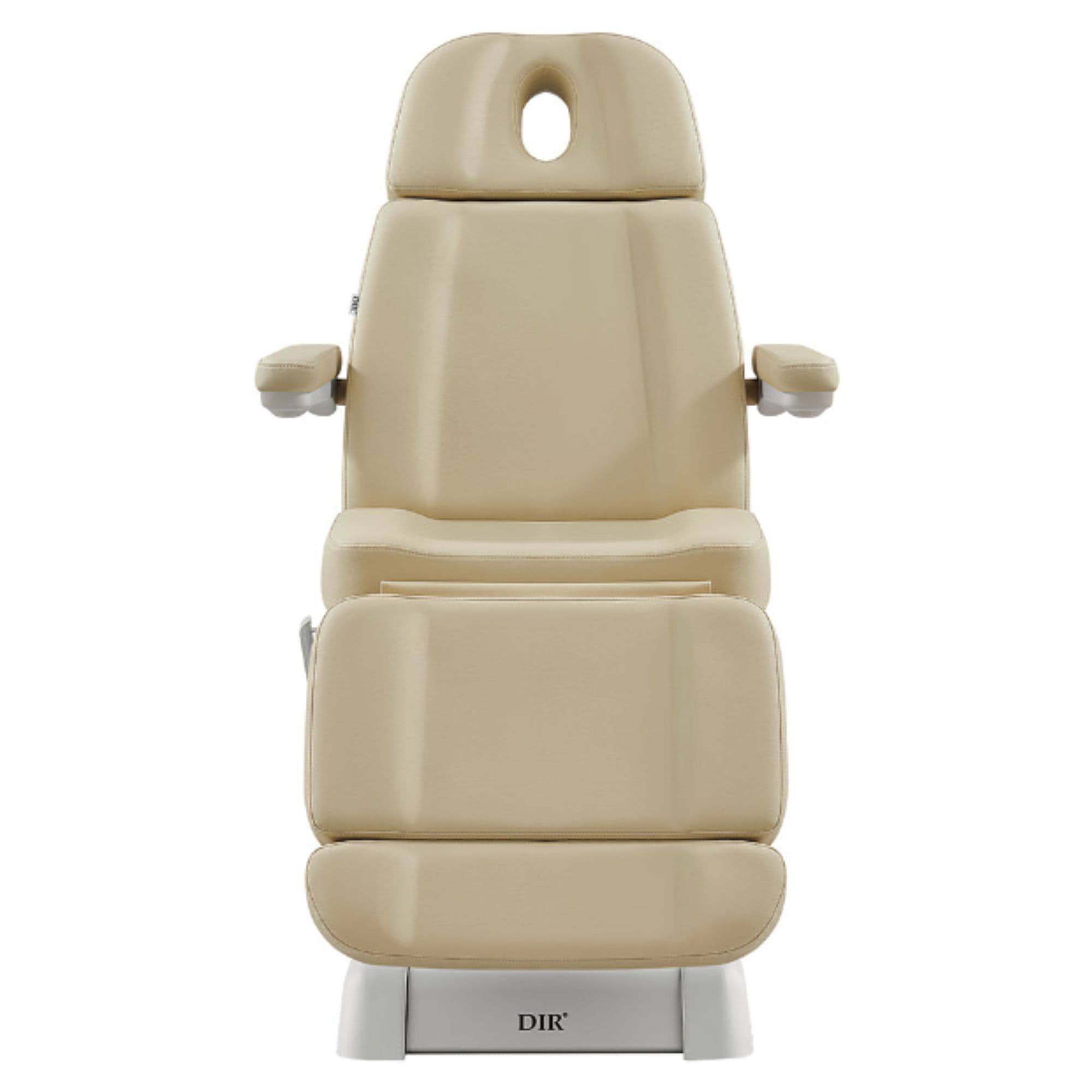 Sydney 4-Motors Esthetician Chair Beige Front View Showing A Face Hole On White Background