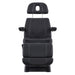 Sydney 4-Motors Esthetician Chair Black Front View With Pulled-Up Face Hole Headrest On White Background