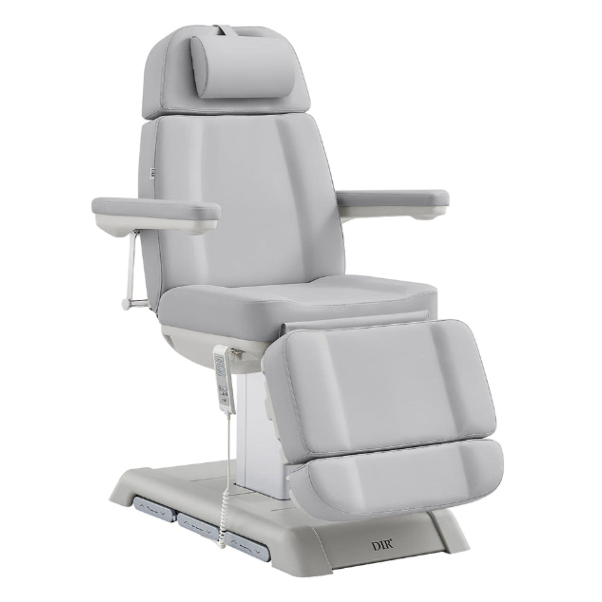 Sydney 4-Motors Esthetician Chair Gray Front Angled View On White Background
