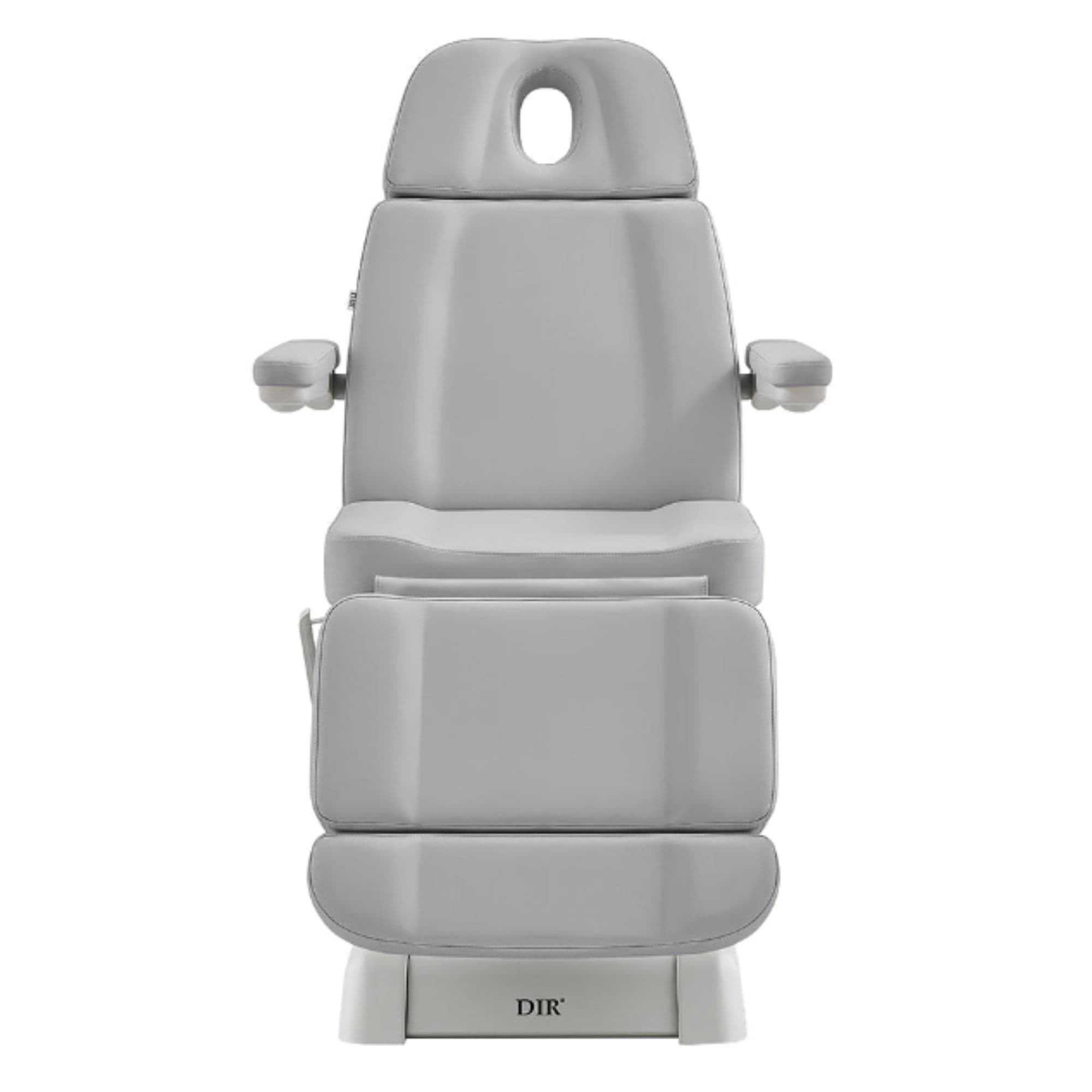 Sydney 4-Motors Esthetician Chair Gray Front View Showing A Face Hole On White Background
