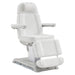 Sydney 4-Motors Esthetician Chair White Front Angled View Demonstrating The Leg Rest Height Adjustment On White Background