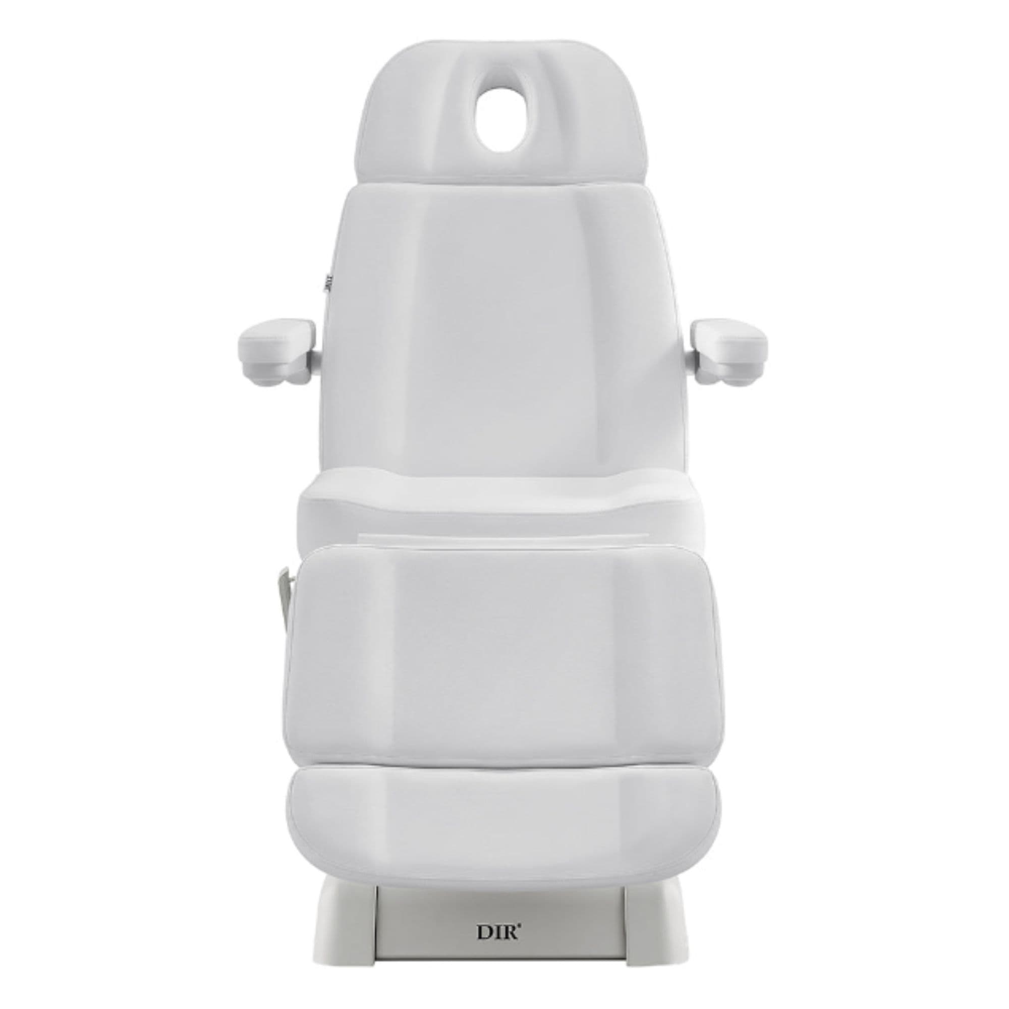 Sydney 4-Motors Esthetician Chair White Front View Showing A Face Hole On White Background