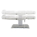 Sydney 4-Motors Esthetician Chair White Side View And Fully Reclined Demonstrating An Up And Down Adjustment On White Background