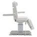 Sydney 4-Motors Esthetician Chair White Side View Demonstrating Adjustable Armrest On White Background
