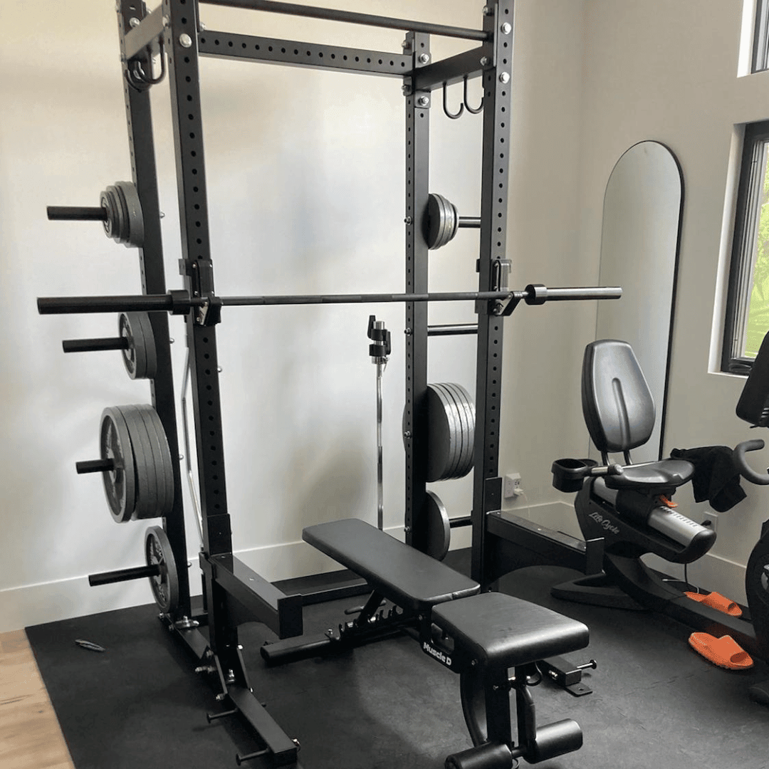 TGrip Commercial Half Rack Complete Kit - 3x3 Steel - Functional Multi-Grip Pull-Up - Bar & Plate Storage - J-Hooks