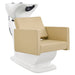 Takaran Adjustable Shampoo Backwash Unit Beige Front Angled View Of White Single Shampoo Wash Station