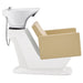 Takaran Adjustable Shampoo Backwash Unit Beige Side View Of White Single Shampoo Wash Station