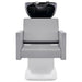 Takaran Adjustable Shampoo Backwash Unit Gray Front View Of Black Single Shampoo Wash Station On White Clean Background