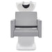 Takaran Adjustable Shampoo Backwash Unit Gray Front View Of White Single Shampoo Wash Station On White Clean Background