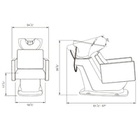 Thumbnail for Takaran Adjustable Shampoo Backwash Unit Product Dimension Diagram