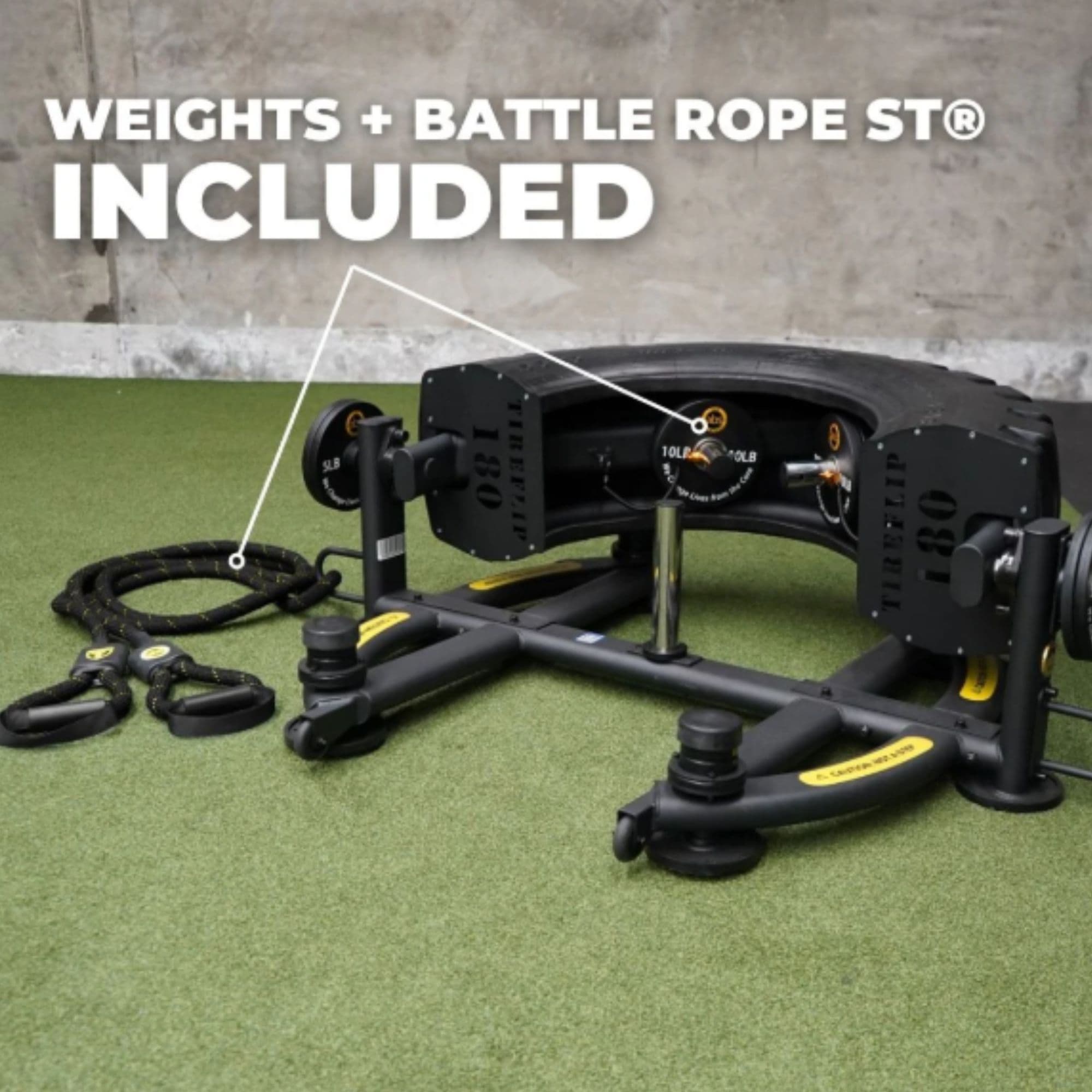 The Abs Company TireFlip 180 Tire Flip Machine – ABS4004-02 Weights Plus Battle Rope Included