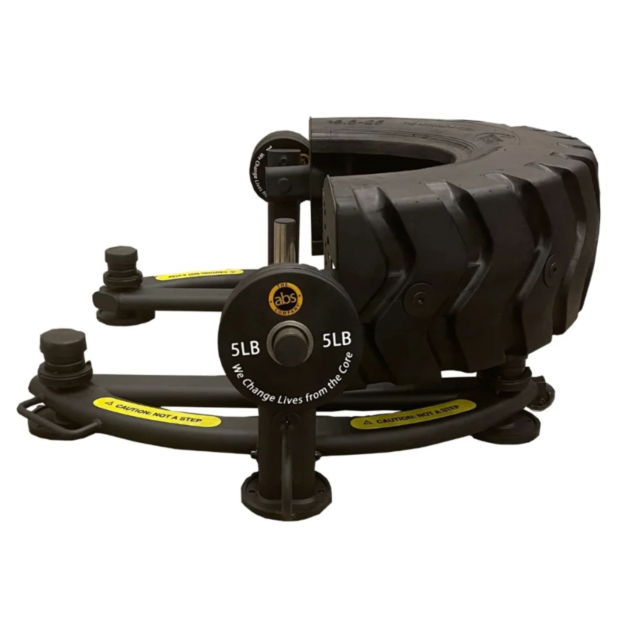 The Abs Company Tire Flipping Machine Side View With 5LBS Plate On White Background