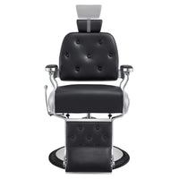 Thumbnail for Titan Hydraulic Barber Chair Black Variant Front View Demonstrating Pull Out Headrest Range On White Background