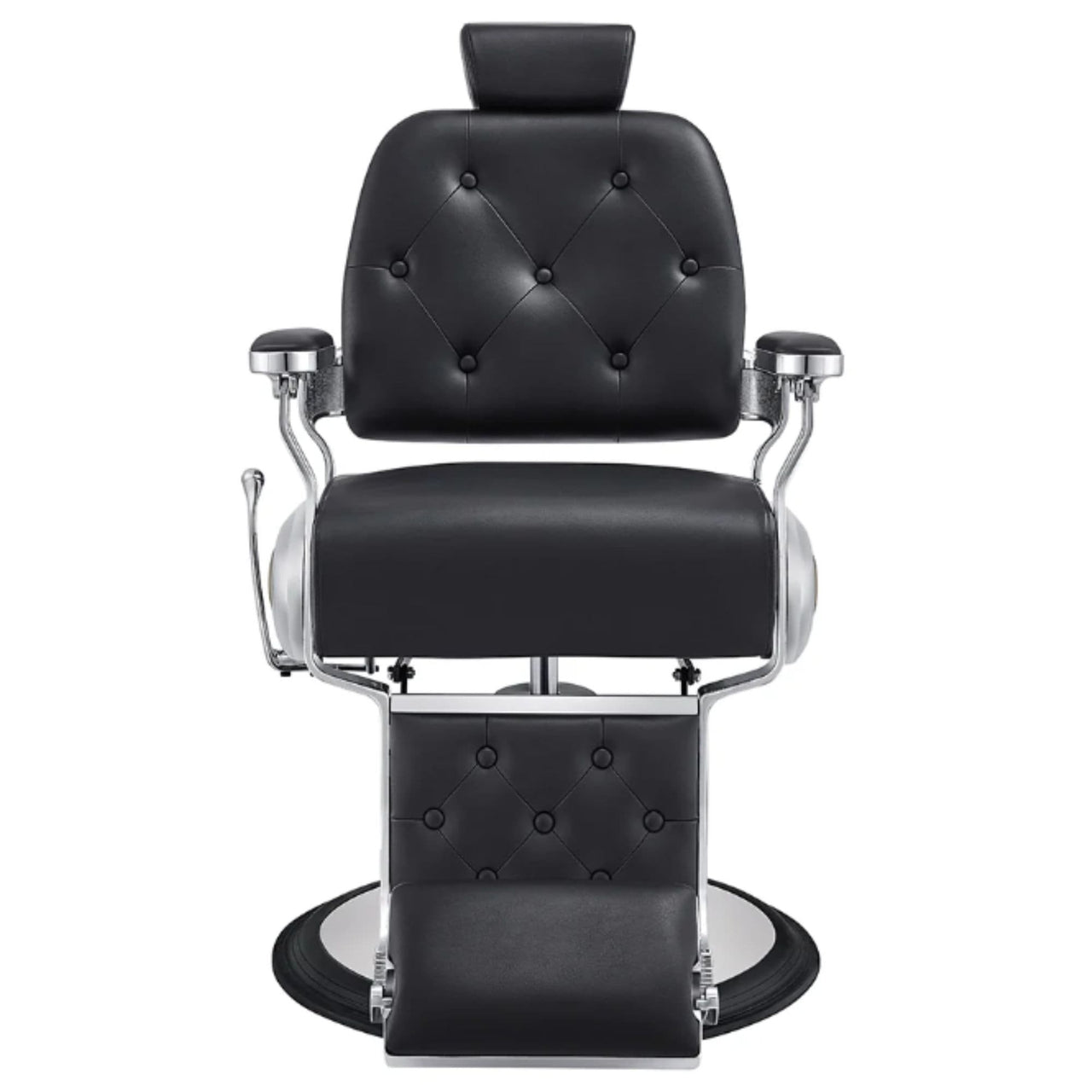 Titan Hydraulic Barber Chair Black Variant Front View On White Background