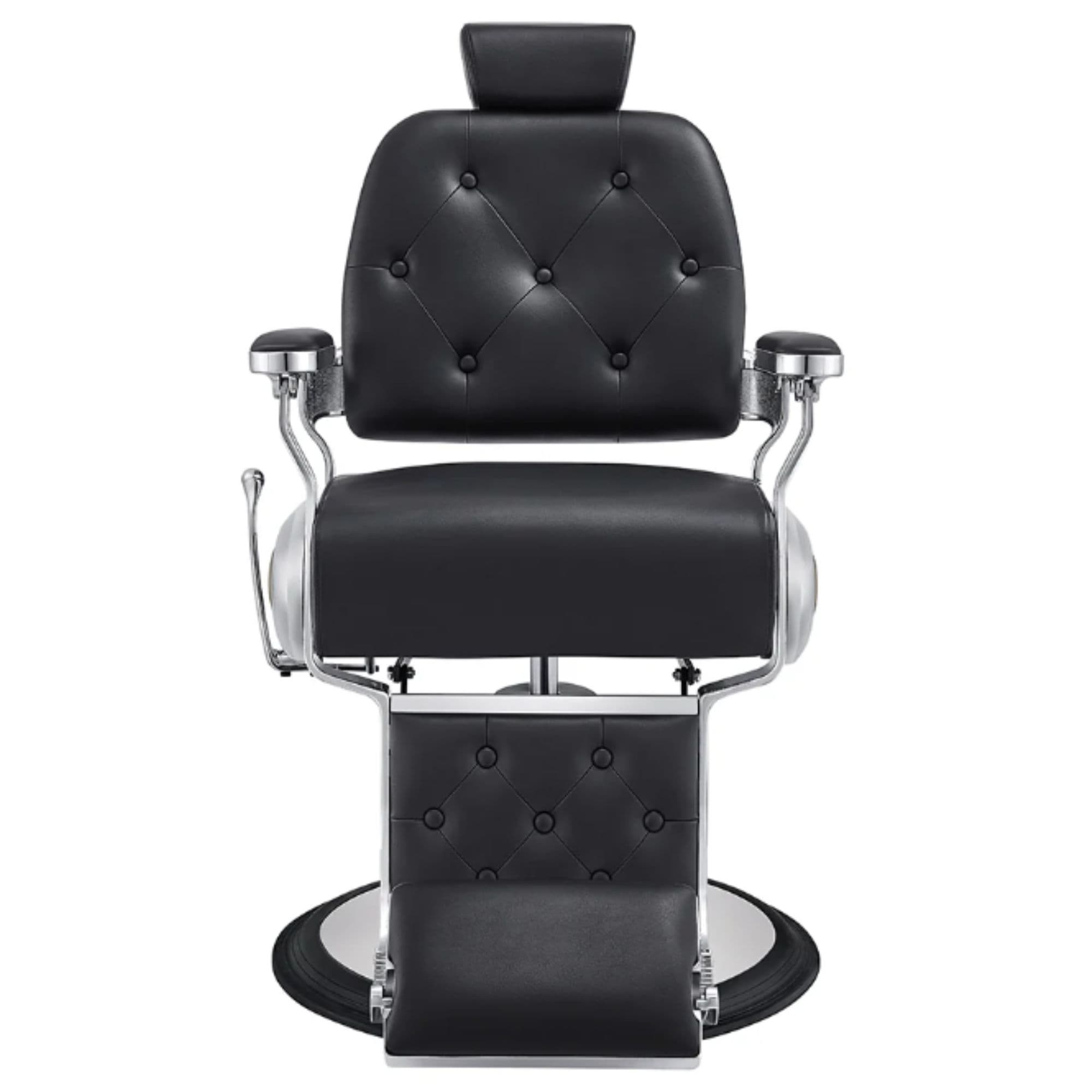 Titan Hydraulic Barber Chair Black Variant Front View On White Background